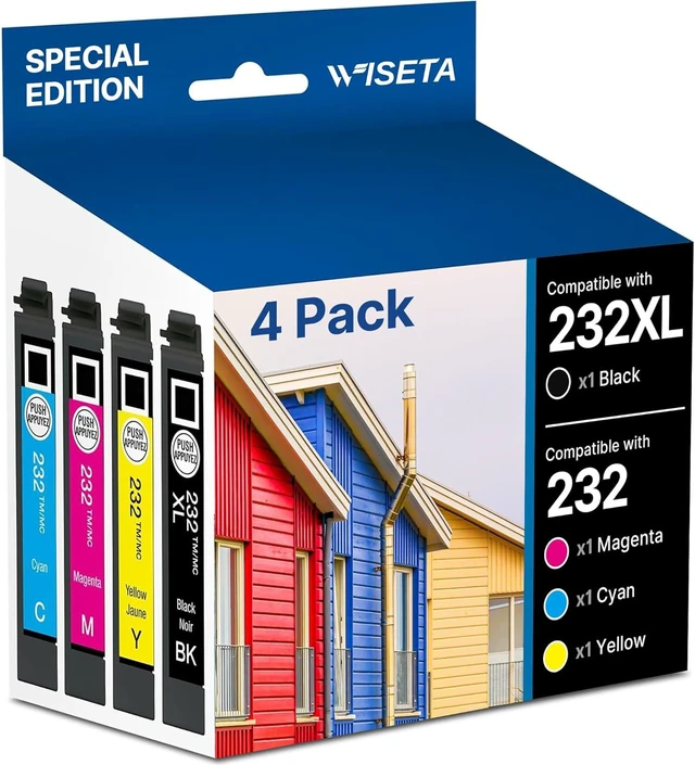 Alt view image 8 of 14 - Wiseta 232XL Ink Cartridges Combo Pack Replacement for 232XL Ink Cartridges Combo Pack for 232 232XL 232 XL T232 to use with XP-4205 XP-4200 WF-2930 WF-2950 Printer, 4 Pack-BCMY