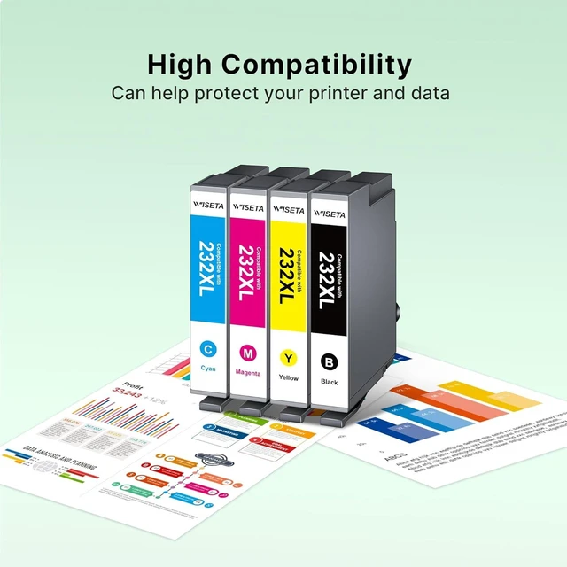 Alt view image 11 of 14 - Wiseta 232XL Ink Cartridges Combo Pack Replacement for 232XL Ink Cartridges Combo Pack for 232 232XL 232 XL T232 to use with XP-4205 XP-4200 WF-2930 WF-2950 Printer, 4 Pack-BCMY