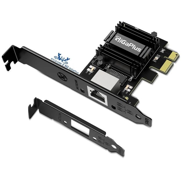 Alt view image 6 of 10 - 2.5Gb PCIe Network Card, GiGaPlus 2500Mbps Ethernet Interface Adapter, with Realtek RTL8125B, Wake on LAN, 2.5G NIC Compliant Windows/Linux/MAC OS