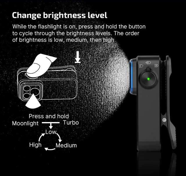 Alt view image 11 of 14 - Oclip Pro EDC Flashlight Clip-on Light, Rechargeable 500 Lumens with Three Lighting Solutions Type-C Charging, Magnetic Flash Lights for Signaling, Cycling, Outdoor or Indoor Use(Black)