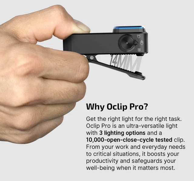 Alt view image 13 of 14 - Oclip Pro EDC Flashlight Clip-on Light, Rechargeable 500 Lumens with Three Lighting Solutions Type-C Charging, Magnetic Flash Lights for Signaling, Cycling, Outdoor or Indoor Use(Black)