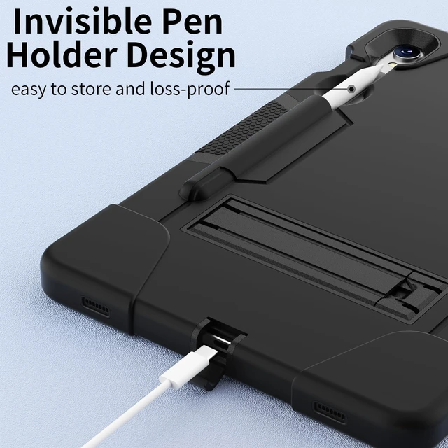 Alt view image 9 of 10 - Doemoil Case for Samsung Galaxy Tab S9 Plus 12.4 Inch Tablet Case,Heavy Duty with Pen Holder Shockproof Hybrid Stand Protective Case for Samsung Galaxy Tab S9 Plus/Galaxy Tab S9 FE Plus (Black/Black)