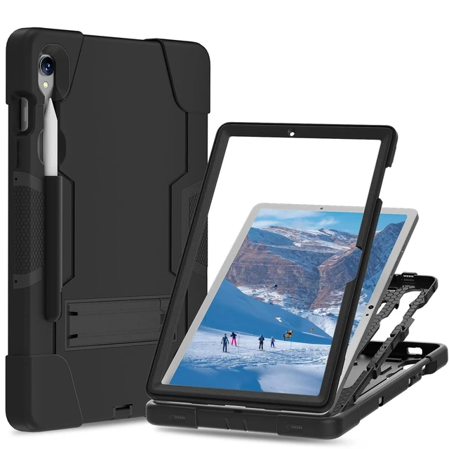 Alt view image 7 of 10 - Doemoil Case for Samsung Galaxy Tab S9 Plus 12.4 Inch Tablet Case,Heavy Duty with Pen Holder Shockproof Hybrid Stand Protective Case for Samsung Galaxy Tab S9 Plus/Galaxy Tab S9 FE Plus (Black/Black)