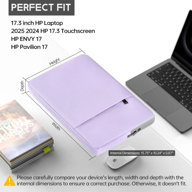 Alt view image 6 of 8 - 17 inch 360 Protective Laptop Case Sleeve for 2025 HP 17.3 inch Laptop, HP Envy 17, Pavilion 17, ASUS/Dell/Acer/Lenovo/LG/MSI Shockproof Water-Resistant Computer Bag with Accessory Pocket