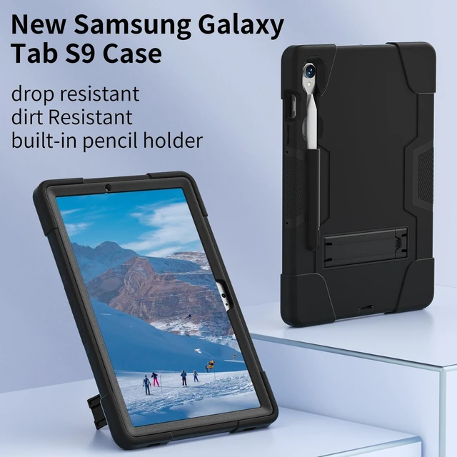 Alt view image 8 of 10 - Doemoil Case for Samsung Galaxy Tab S9 Plus 12.4 Inch Tablet Case,Heavy Duty with Pen Holder Shockproof Hybrid Stand Protective Case for Samsung Galaxy Tab S9 Plus/Galaxy Tab S9 FE Plus (Black/Black)