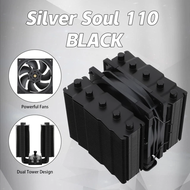 Alt view image 8 of 10 - Thermalrlght Silver Soul 110 Black CPU Air Cooler, Heatsink Cooler, 110mm Hight, 2500RPM high Speed PWM Fan, for AMD AM4 AM5/Intel 1700/1150/1151/1200/2011,PC Cooler