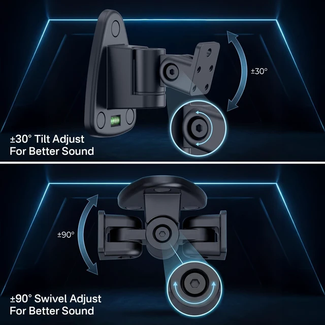 Alt view image 8 of 10 - Adjustable Speaker Wall Mounts Pair for Samsung HW-Q990D/Q990F/Q990C/Q990H/Q800F/Q900F, Heavy Duty Wall Brackets for SWA-9500S/9250S/9200S/SWA-W200D Samsung Rear Speaker Mounts WR Keyhole&