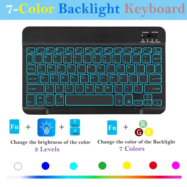 Alt view image 10 of 10 - Detachable Keyboard Case for for Samsung Galaxy Tab A11+ 2025/A9+ 2023 11 inch, 7 Color Backlit Magnetic Keyboard Case for Samsung Galaxy Tab A11+ /A9+ with Pen Holder, 3 Angle Adjustment, Black
