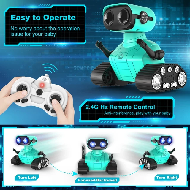Alt view image 11 of 14 - Robot Toys - Kids Toys Rechargeable RC Robots, Remote Control Toy with Auto-Demonstration, Flexible Head & Arms, Dance Moves, Music, Shining LED Eyes, for Girls Boys