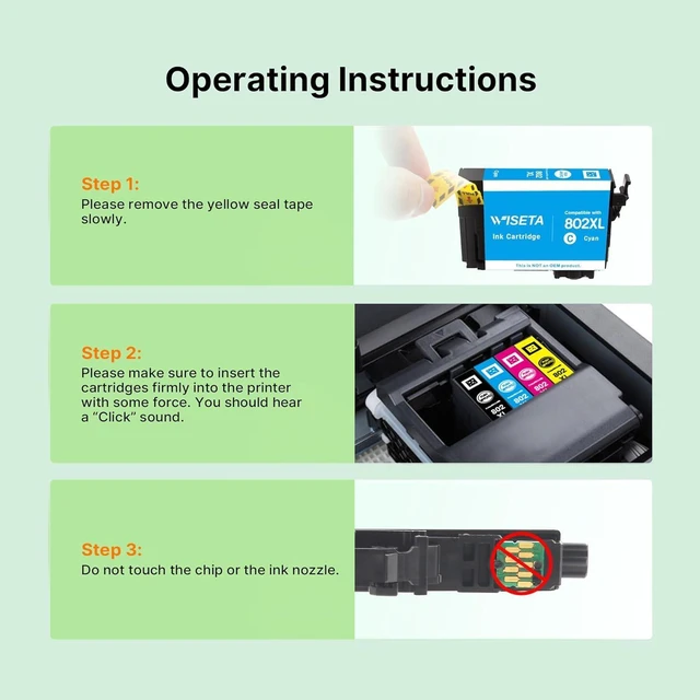 Alt view image 11 of 14 - Wiseta 802XL 802 XL High Capacity Remanufactured Replacement for Epson 802xl Ink Cartridges Combo Pack T802 T802XL for Workforce Pro WF-4730 WF-4740 WF-4720 WF-4734 EC-4020 EC-4030 (5 Pack, BCMY)