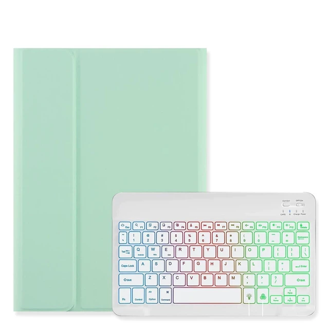 Alt view image 6 of 10 - Disonbeir Backlit Keyboard Case for iPad mini 7 (A17 Pro 2024), iPad mini 6th Generation 2021 Case with Rainbow Backlight Detachable Keyboard Cute Candy Color,MintGreen+White