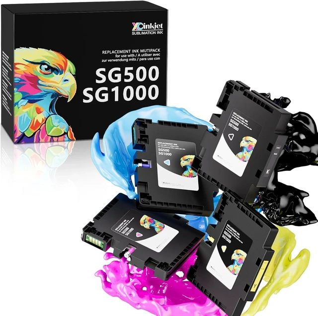 Alt view image 8 of 14 - 3.9.0 SG500 SG1000 Sublimation Ink Cartridges Replacement for Sawgrass SG500 and SG1000 Printers, Compatible with Firmware Version 3.09 or Earlier (BK, C, M, Y, 4PK)