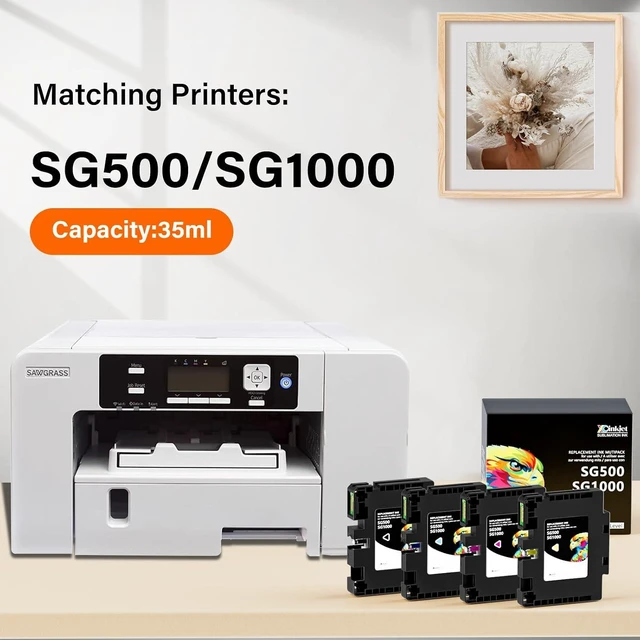 Alt view image 10 of 14 - 3.9.0 SG500 SG1000 Sublimation Ink Cartridges Replacement for Sawgrass SG500 and SG1000 Printers, Compatible with Firmware Version 3.09 or Earlier (BK, C, M, Y, 4PK)