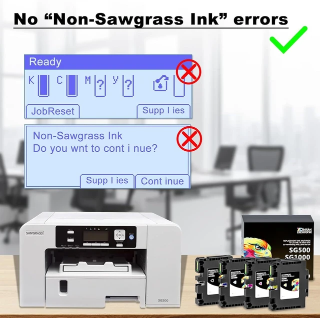 Alt view image 11 of 14 - 3.9.0 SG500 SG1000 Sublimation Ink Cartridges Replacement for Sawgrass SG500 and SG1000 Printers, Compatible with Firmware Version 3.09 or Earlier (BK, C, M, Y, 4PK)