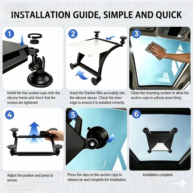 Alt view image 7 of 8 - Starlink Mini Mount for Car, 2-in-1 Suction Cup Mount with Silicone Case, Strong Vacuum Base for Car Windows & Sunroofs, Stable Signal, Portable Starlink Mini Accessories for RV, Trucks & BoatBlack