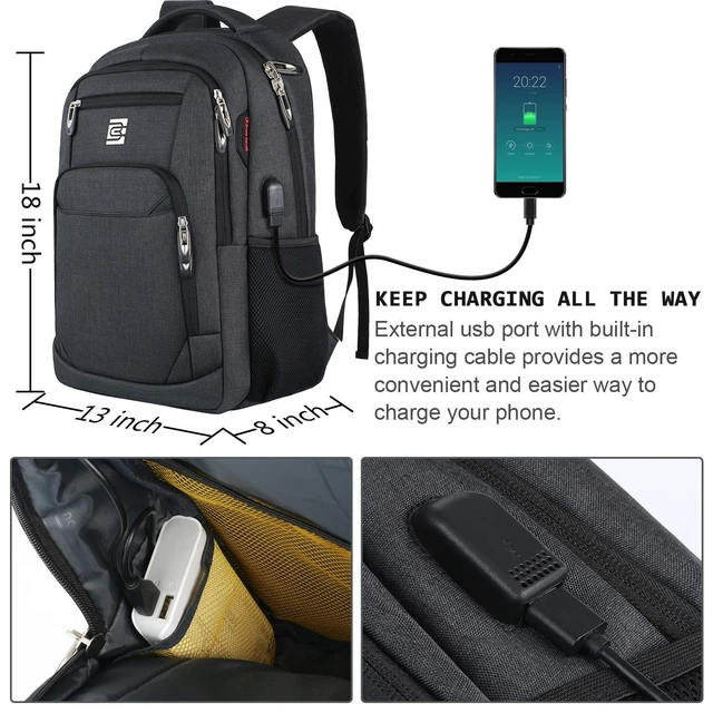 Alt view image 7 of 10 - Laptop Backpack,Business Travel Anti Theft Slim Durable Laptops Backpack with USB Charging Port,Water Resistant College Computer Bag for Women & Men Fits 15.6 Inch Laptop and Notebook - Black