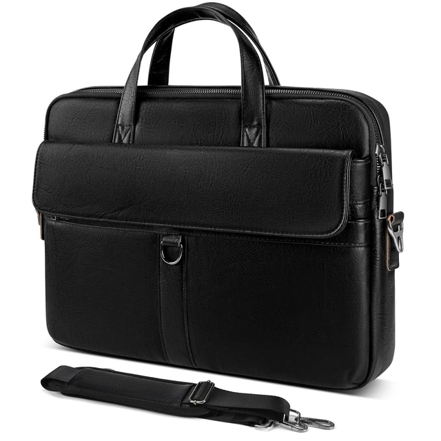 Alt view image 6 of 10 - 15 16 inch Leather Laptop Bag for 2025-2023 MacBook Air 15-inch M4 A3241 M3 A3114 M2 A2941, MacBook Pro 16 M4 Pro/Max, Travel Shoulder Computer Carrying Sleeve Case