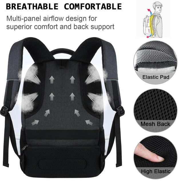 Alt view image 10 of 10 - Laptop Backpack,Business Travel Anti Theft Slim Durable Laptops Backpack with USB Charging Port,Water Resistant College Computer Bag for Women & Men Fits 15.6 Inch Laptop and Notebook - Black