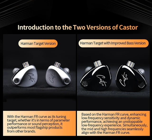 Alt view image 7 of 10 - KZ Castor in Ear Monitor, HiFi Improved Bass in Ear Headphone, Dual-Dynamic Driver Gaming Earbuds, 2PIN-C Detachable Cable