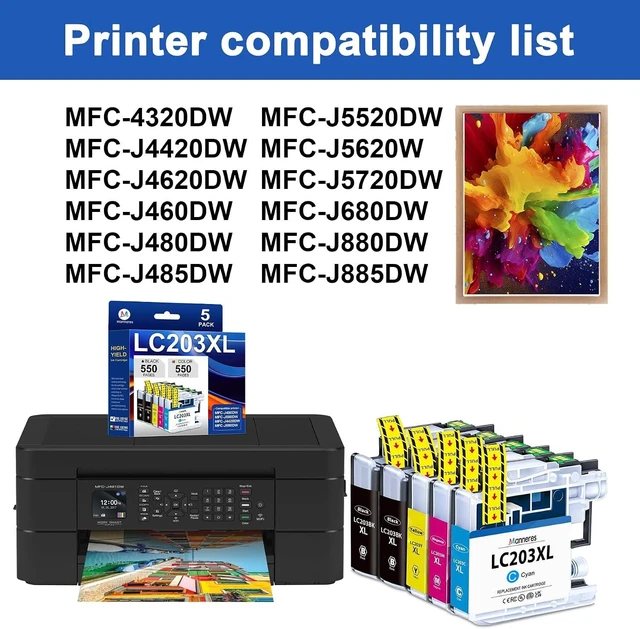 Alt view image 9 of 14 - LC203XL Ink Cartridges LC203 LC201 High Yield Ink Cartridges 5 Pack