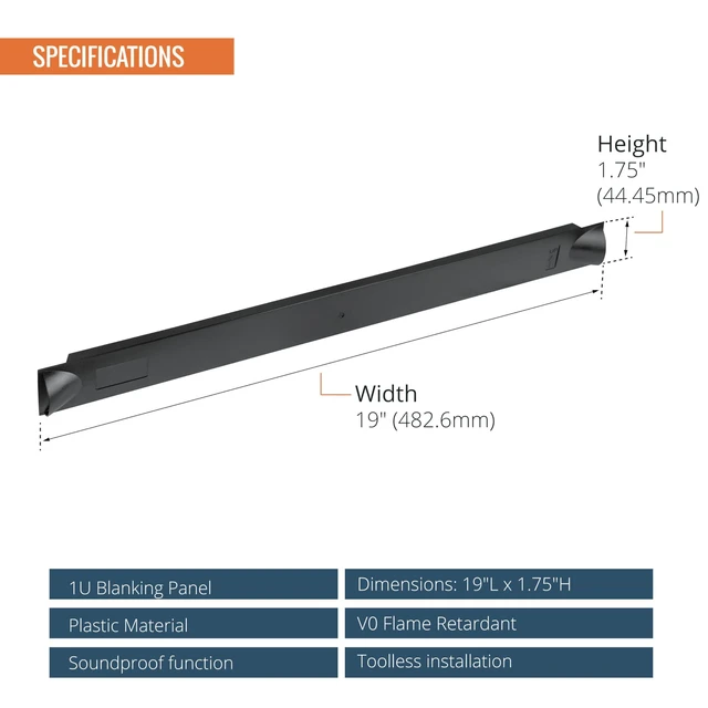 Alt view image 8 of 12 - 1U Blank Panel, Plastic Rack Blank Panel, Rack Mount Plate for 19 in Server Rack Enclosure or Network Cabinet, Toolless Mounting, Black(10 Pack)