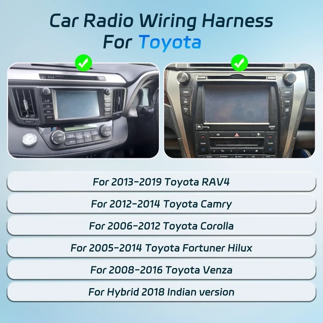 Alt view image 9 of 10 - NHOPEEW Radio Wiring Harness Adapter Connector Compatible with Toyota RAV4 Camry Fortuner Hilux Corolla Venza - Radio Harness Car with Canbus + Original USB Cable