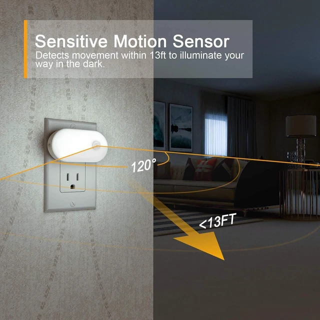 Alt view image 10 of 14 - 120LM Ultra Bright Plug-in Motion Sensor Night Light, Stepless Dimmable LED Nightlight, Always-On and Auto-Off, for Hallway, Stairs, Bathroom, Bedroom, Garage, Cool White (6-Pack)