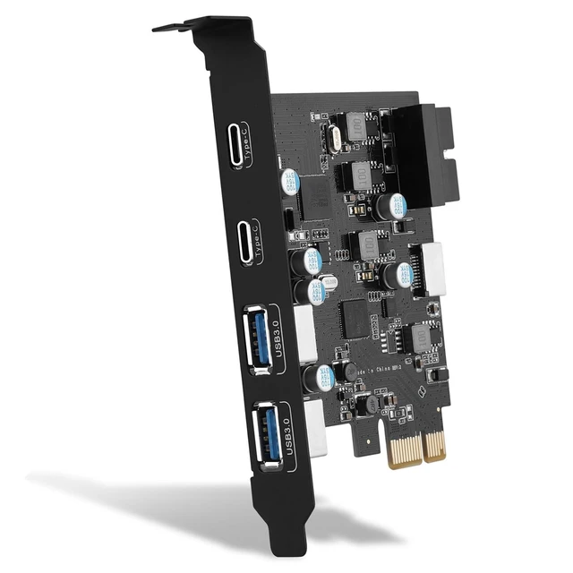 Alt view image 6 of 10 - YEELIYA 6-Ports USB PCIe Card PCI Express to Type C(2),USB Type-A2 Expansion Card with Internal 19 Pin Connector/Type EA-Key Front Panel Adapter for Desktop PC Support Window/11/10/ and Linux