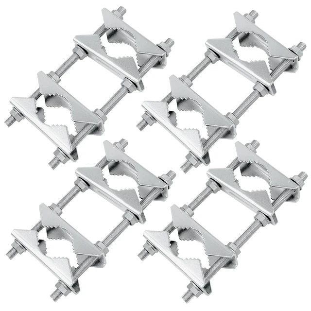 Alt view image 6 of 10 - 4 Pack Antenna Mast Clamp 2 inch Pole to Pole Mounting Kits Heavy Duty Mast to Mast Bracket with V Jaw Block for TV CB Ham Antenna, Weather Station, Pipes