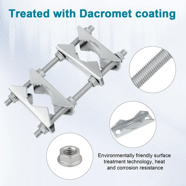 Alt view image 10 of 10 - 4 Pack Antenna Mast Clamp 2 inch Pole to Pole Mounting Kits Heavy Duty Mast to Mast Bracket with V Jaw Block for TV CB Ham Antenna, Weather Station, Pipes