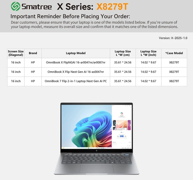 Alt view image 7 of 10 - Smatree Hard EVA Protective Sleeve Compatible for 16 inch HP OmniBook X Flip NGAI 16/X Flip Next Gen AI 16, for 16 inch OmniBook-7-Flip 2-in-1 Laptop Next Gen AI PC Case (X8279T)