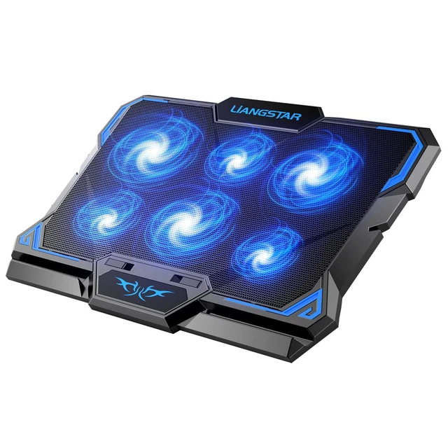 Alt view image 7 of 12 - Laptop Cooling Pad, Laptop Cooler with 6 Quiet Led Fans for 15.6-17 Inch Laptop Cooling Fan Stand, Portable Ultra Slim USB Powered Gaming Laptop Cooling Pad, Switch Control Fan Speed Function