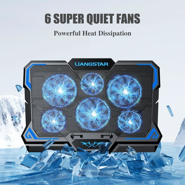 Alt view image 8 of 12 - Laptop Cooling Pad, Laptop Cooler with 6 Quiet Led Fans for 15.6-17 Inch Laptop Cooling Fan Stand, Portable Ultra Slim USB Powered Gaming Laptop Cooling Pad, Switch Control Fan Speed Function