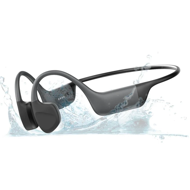 Alt view image 5 of 8 - Bone Conduction Headphones, Open Ear Running Headphones Bluetooth 5.4, IP68 Waterproof Wireless Sports Headsets with Mic & 32 GB MP3 Memory for Swimming, Hiking, Gym, Dark Gray