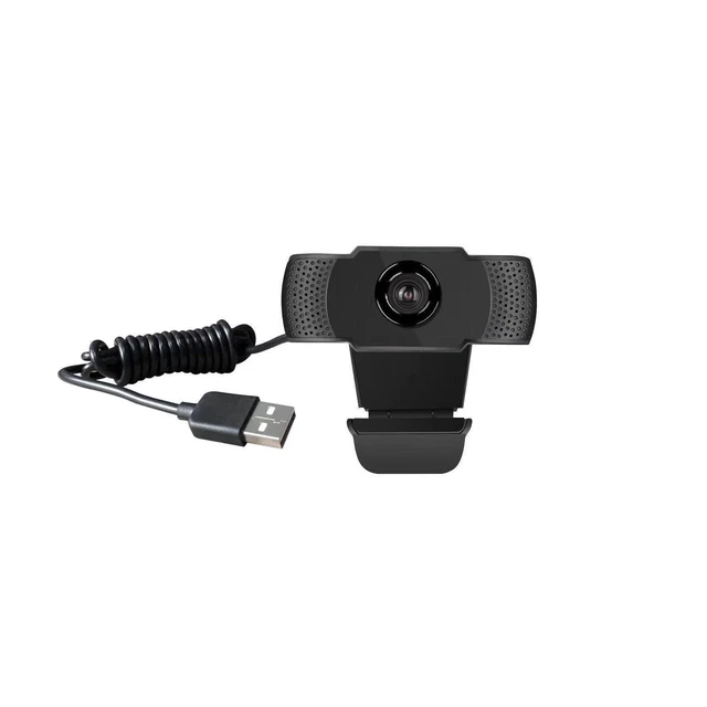 Alt view image 7 of 10 - Slide 1080P HD Webcam with Microphone, Computer Camera with 180-Degree Rotation and 62-Degree Field of View, 30 FPS, Light Correction, Easy-Mount Clamp, Includes Mini Tripod and Privacy Lens