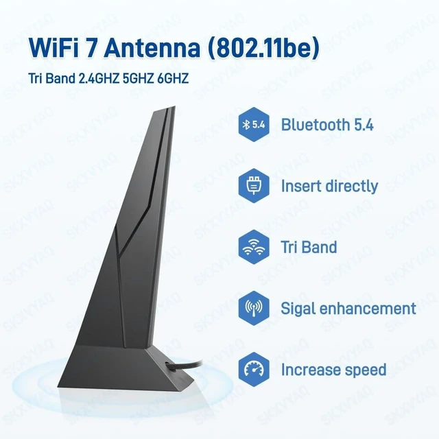 Alt view image 8 of 10 - WiFi 7 Antenna Magnetic Base New Interface for MSI MAG B850 Tomahawk MAX, B850 Gaming Plus, MAG B860M Mortar, PRO B860M-A B840 Gaming WIFI6E Wi-Fi 7 Motherboard PC Desktop Computer Antennas Black