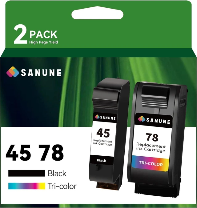 Alt view image 8 of 14 - 45 78 Ink Cartridge Replacement for HP 45 78 Ink Cartridge Combo Pack 45XL 78XL 51645A C6578AN for Color Copier 180 Deskjet 1100C 1220C 6122 930C 970C 990C Printer (1 Black 1 Tri-Color)