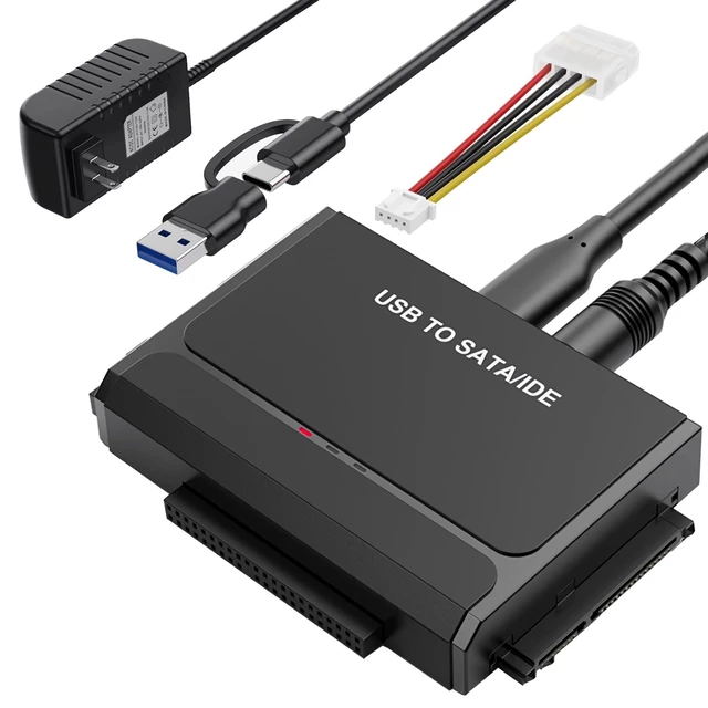Alt view image 6 of 10 - EYOOLD Hard Drive Reader USB 3.0 & Type C to IDE SATA Adapter, External Data Transfer Recovery Converter Kit for 2.5"/3.5" SATA/IDE HDD SSD Hard Disk, Included 12V/2A Power up to 6TB