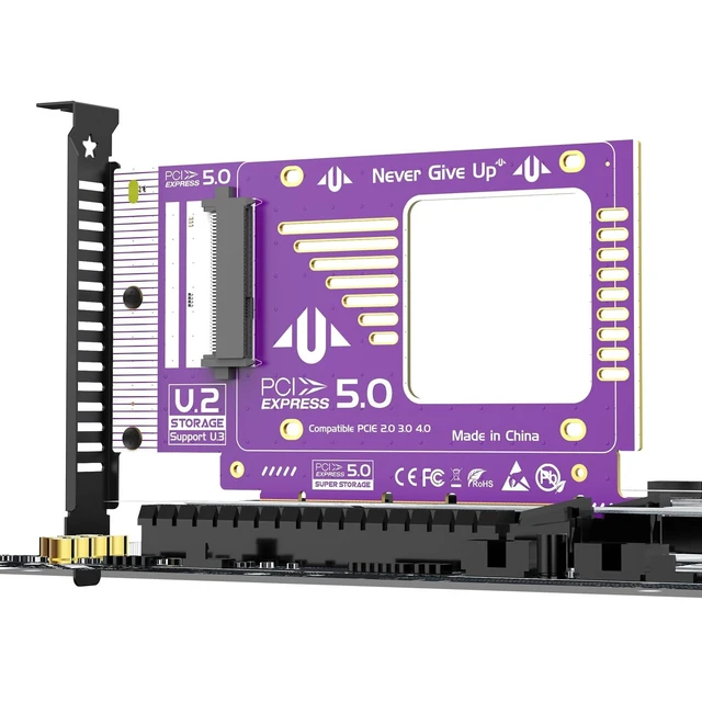 Alt view image 6 of 10 - JEYI U.2 to PCIe 5.0 X4 Adapter, 128Gbps U.2 SFF-8639 to PCIe NVMe SSD Adapter Card for 2.5inch U.2 NVMe SSDs