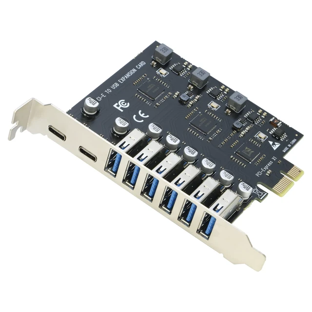 Alt view image 6 of 10 - USB 3.0 PCIe Card, RIITOP PCI-e to 2Port USB C + 6 Port USB 3.0 Internal Expansion Card 5Gbps