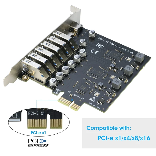 Alt view image 7 of 10 - USB 3.0 PCIe Card, RIITOP PCI-e to 2Port USB C + 6 Port USB 3.0 Internal Expansion Card 5Gbps