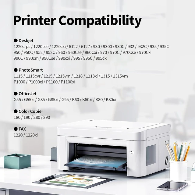 Alt view image 9 of 14 - 45 78 Ink Cartridge Replacement for HP 45 78 Ink Cartridge Combo Pack 45XL 78XL 51645A C6578AN for Color Copier 180 Deskjet 1100C 1220C 6122 930C 970C 990C Printer (1 Black 1 Tri-Color)