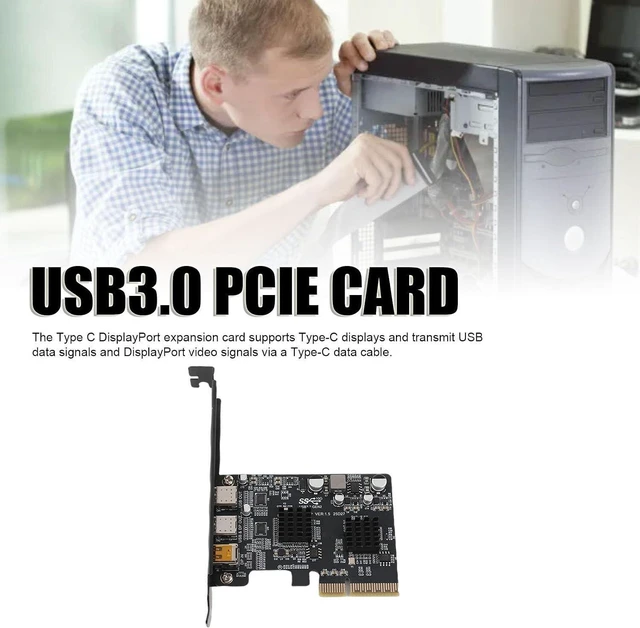 Alt view image 10 of 14 - Type C PCIE Card, 10Gbps USB 3.0 Expansion Card with 2 Ports, DisplayPort Video 4K 60Hz, Internal USB Header, for Desktop PC