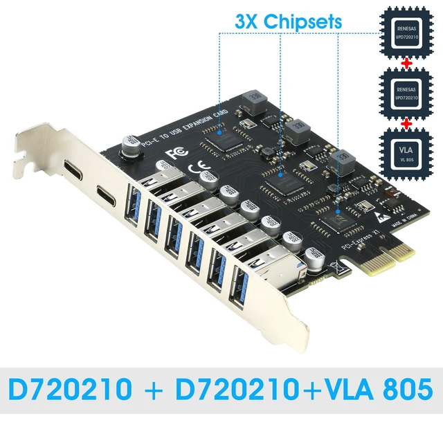 Alt view image 9 of 10 - USB 3.0 PCIe Card, RIITOP PCI-e to 2Port USB C + 6 Port USB 3.0 Internal Expansion Card 5Gbps