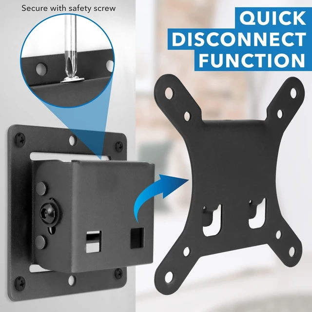 Alt view image 8 of 10 - Mount-It! Small TV Wall Mount with Quick Release ^^ Fits 13-32 Inch Screens ^^ Low-Profile Slim Design ^^ Tilting VESA Wall Mount 75x75 & 100x100 ^^ RV & Office Compatible ^^ 30lb Capacity