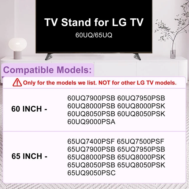 Alt view image 7 of 10 - 60 65 Inch 60UQ/65UQ Series TV Stand for LG TV Legs for 60UQ7900PSB 60UQ8000PSB 60UQ9000PSA 65UQ7400PSF 65UQ7500PSF 65UQ7900PSB 65UQ7950PSB 65UQ8000PSB 65UQ8050PSB Replacement Legs for LG TV wr Screw