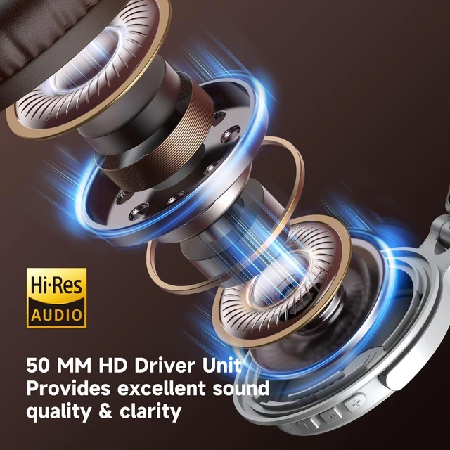 Alt view image 12 of 14 - Wired & Wireless Over-Ear Headphones, 110H, 50mm Drivers | Wired 3.5mm and wireless Bluetooth modes with 110H playtime, 50mm drivers and HD mic for PC, podcast and studio work