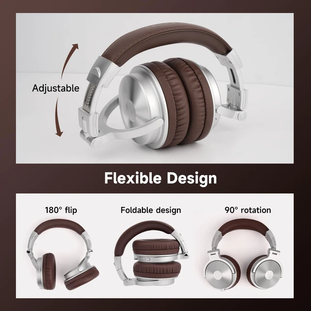 Alt view image 14 of 14 - Wired & Wireless Over-Ear Headphones, 110H, 50mm Drivers | Wired 3.5mm and wireless Bluetooth modes with 110H playtime, 50mm drivers and HD mic for PC, podcast and studio work