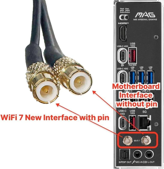 Alt view image 10 of 14 - WiFi 7 Motherboard Magnetic Base Antenna with New Interface for PC Desktop Computer for MSI WiFi7 Motherboard Antennas Black