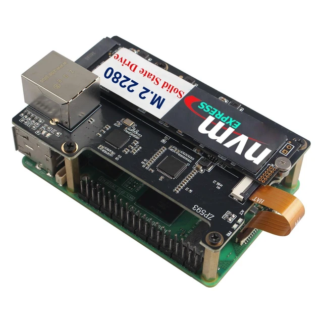 Alt view image 8 of 10 - ZDE ZP593 PCIe to 2.5G Ethernet Port PCIe to M.2 Key-M NVMe SSD HAT Expansion Board with ZC506 Aluminum Case for Raspberry Pi 5 2GB 4GB 8GB 16GB